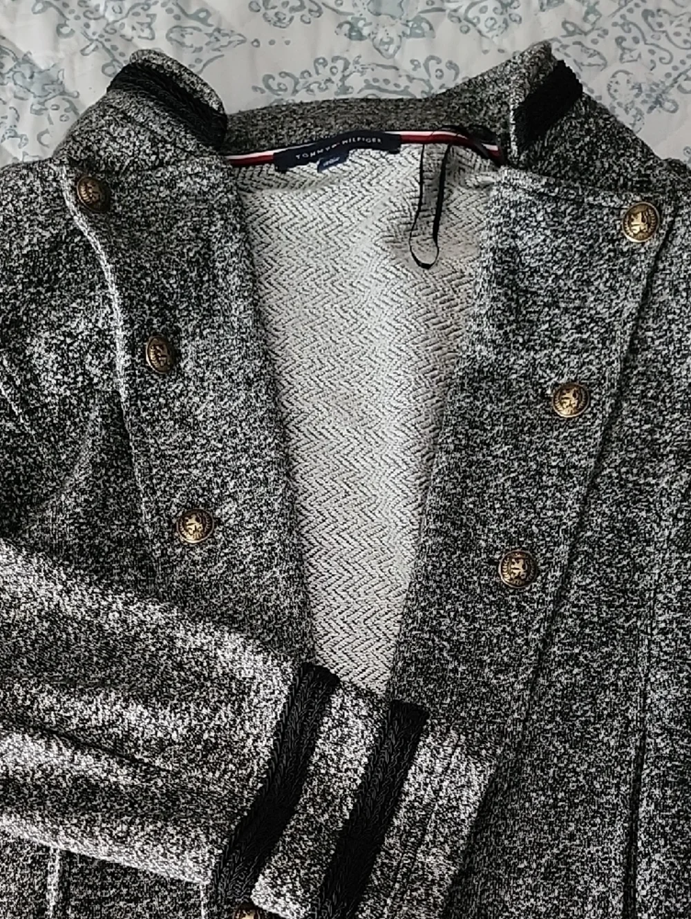Tommy Hilfiger Women's Black & White Military-Style Knit Jacket - Picture 4 of 7